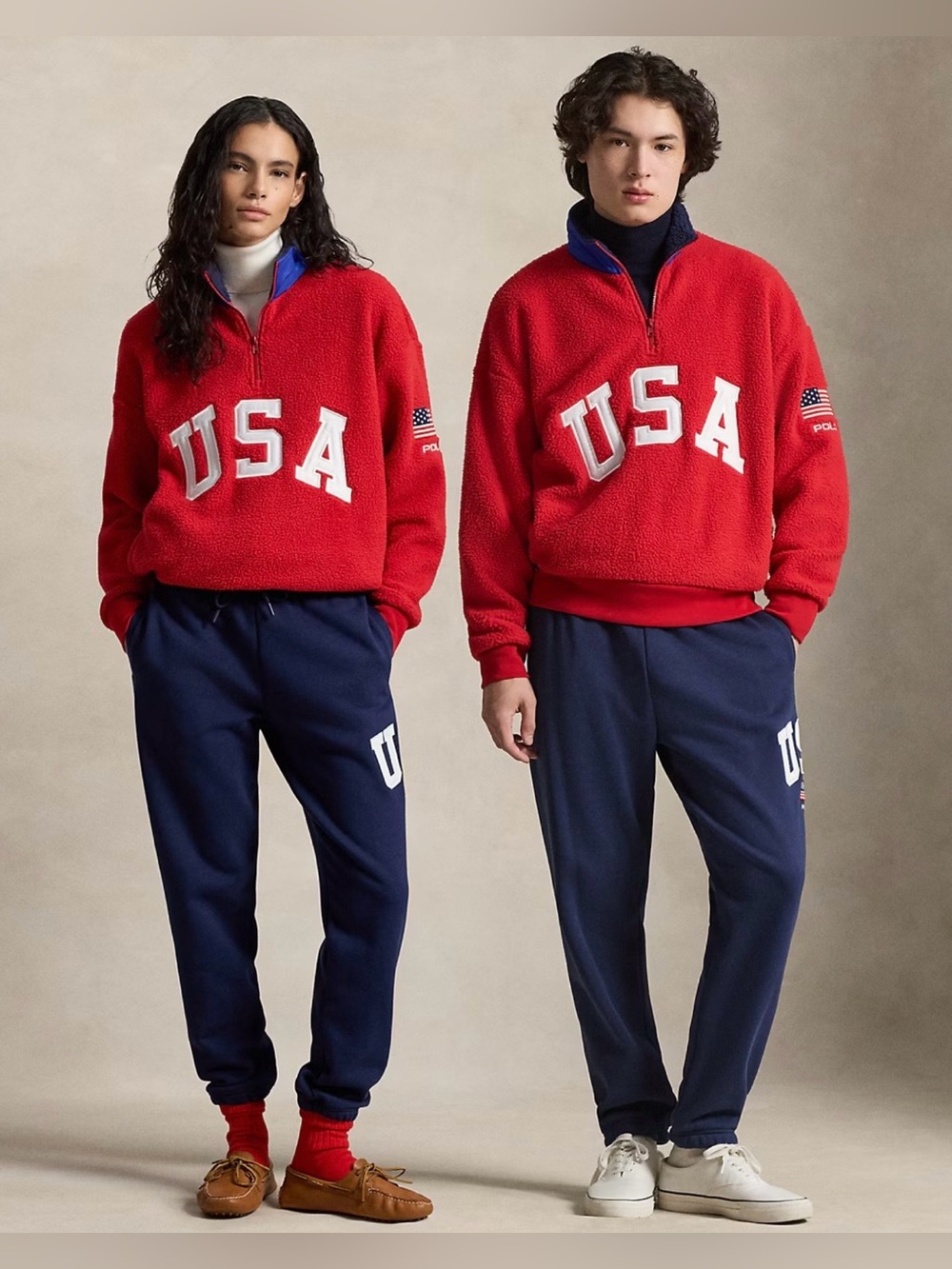 Polo Ralph Lauren Relaxed Fit Flag Fleece Pullover with USA Logo Unisex